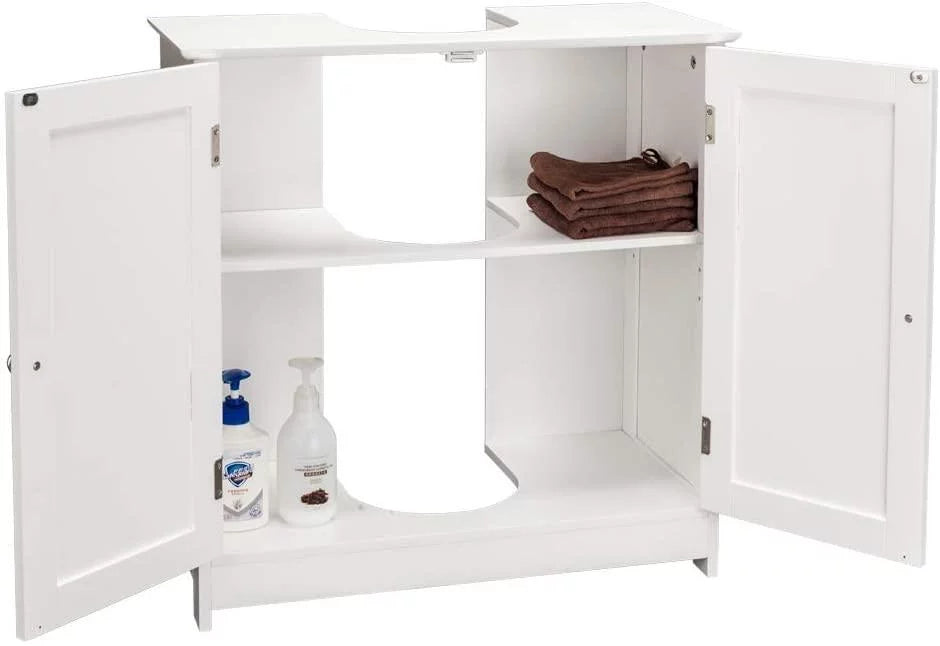 White Under Sink Bathroom Vanity Cabinet with Shelves I106