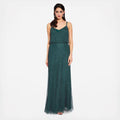Beaded Blouson Gown, Dusty Emerald, Size: 14 W8721