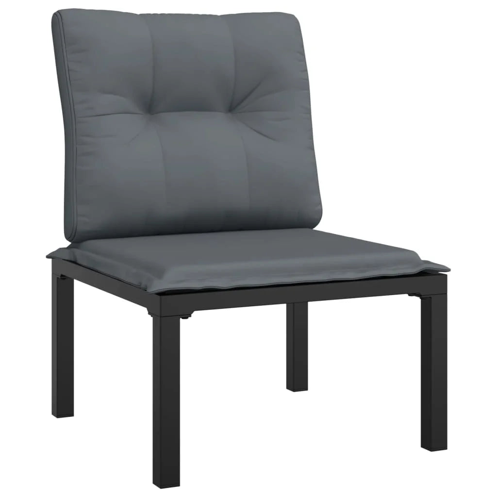 5 Piece Outdoor Patio Furniture Set, Black Poly Rattan Sectional Sofa with Dark Gray Cushions M729
