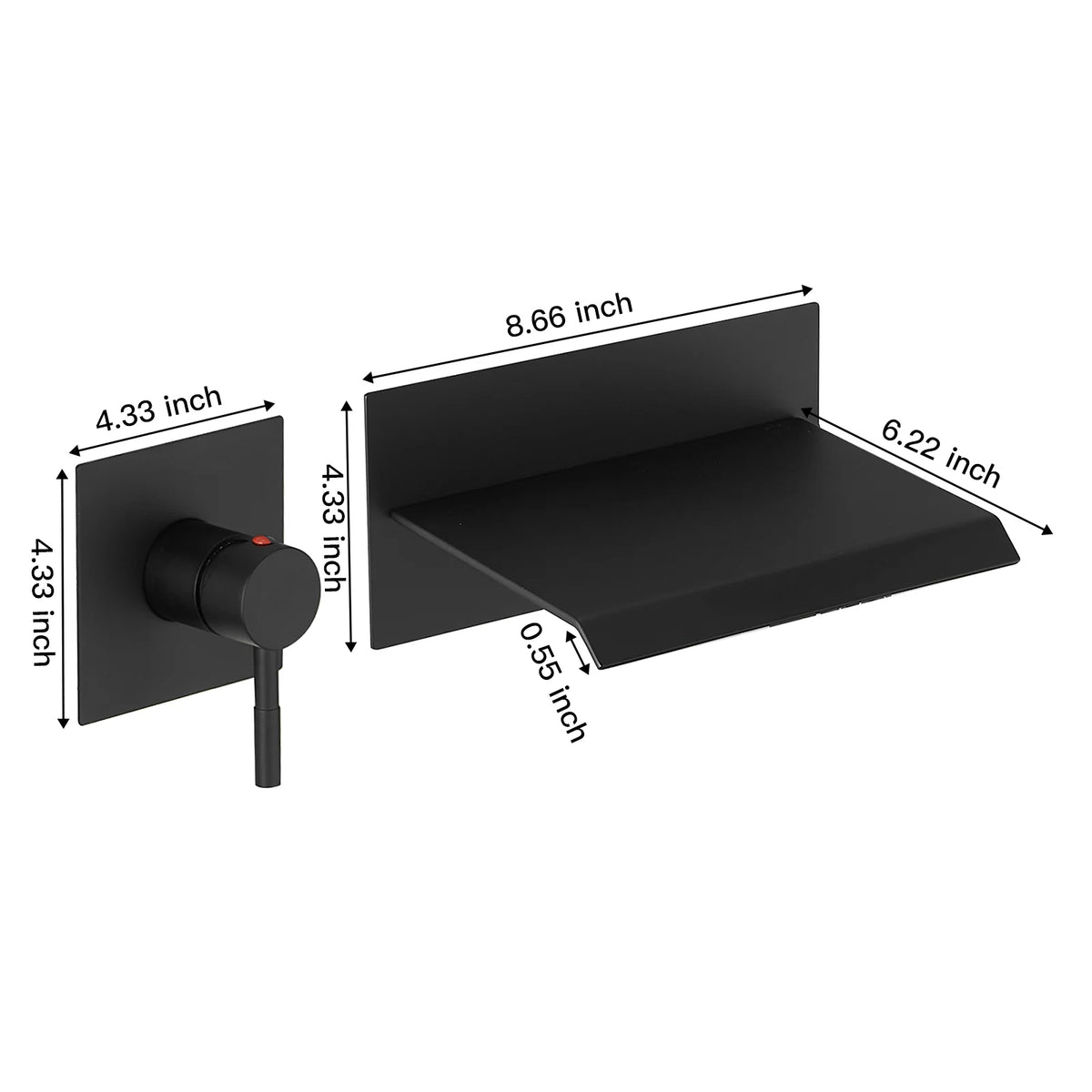 Wall Mount Waterfall Bathroom Faucet Matte Black T8085