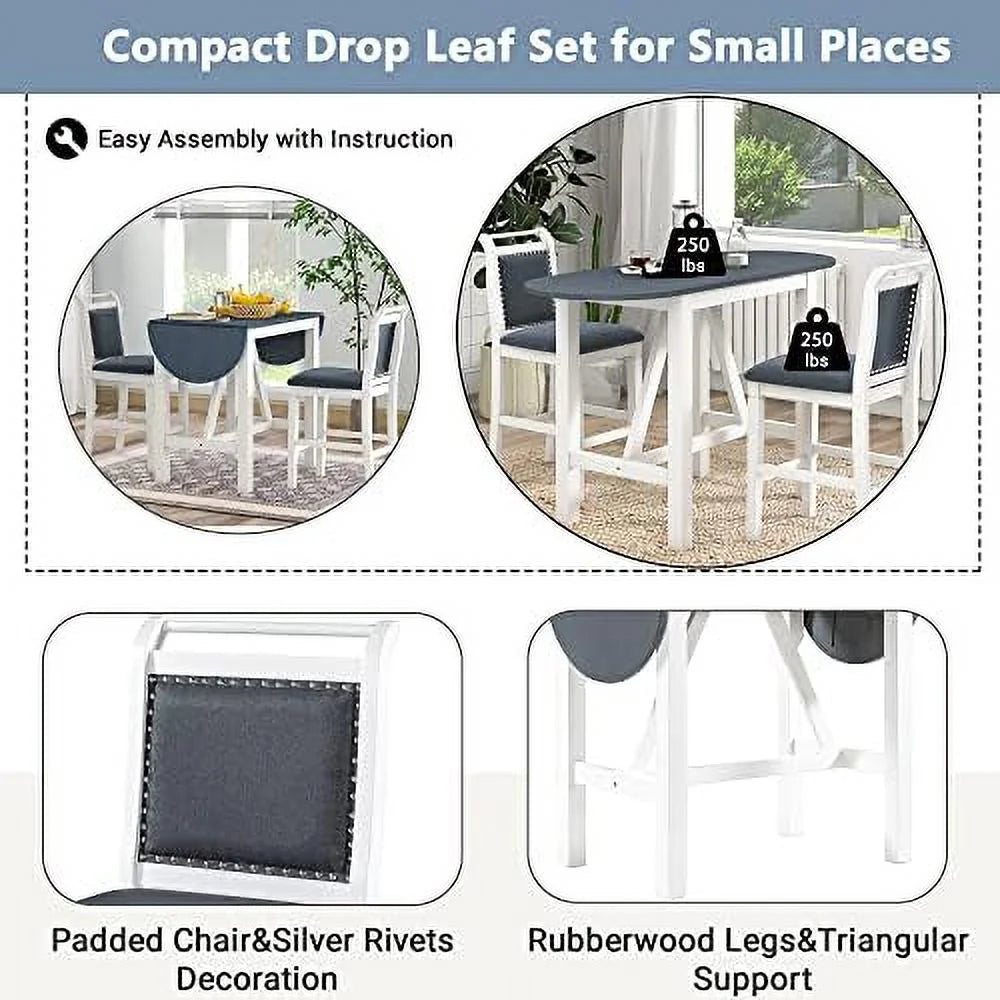 3 Piece Round Counter Height Dining Table Set with 2 Chairs J753923
