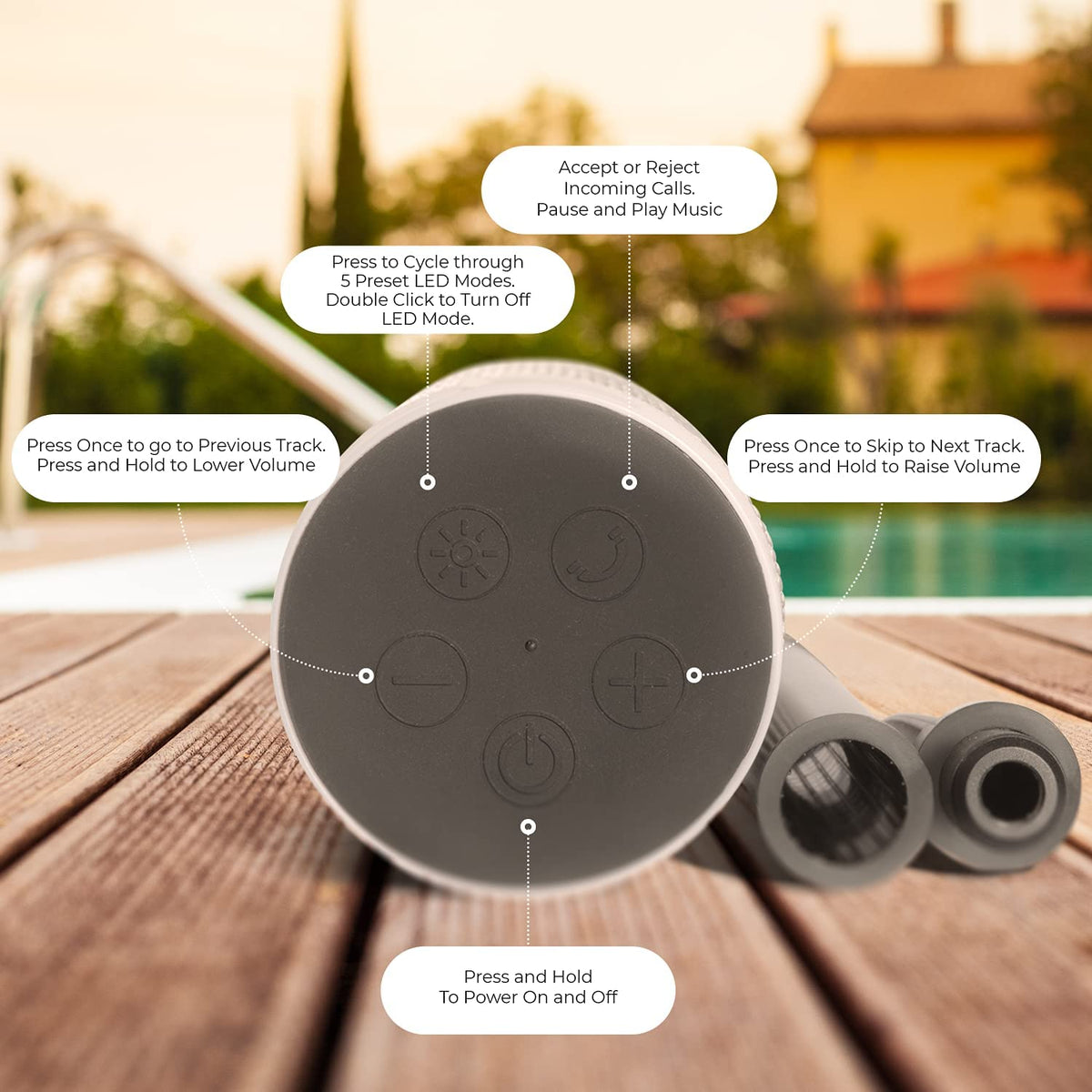 Wireless Bluetooth Speaker with LED Lights Waterproof Portable Speaker X75580