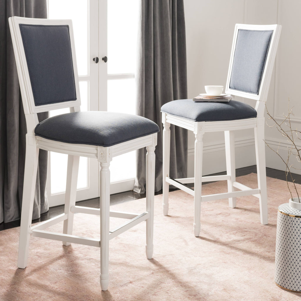 Navy/Cream Rectangle Bar Stool (Set of 2) T37682