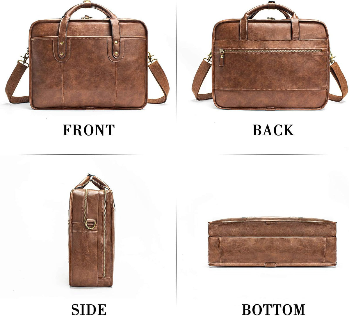 Vintage Brown Leather Laptop Messenger Bag Q843