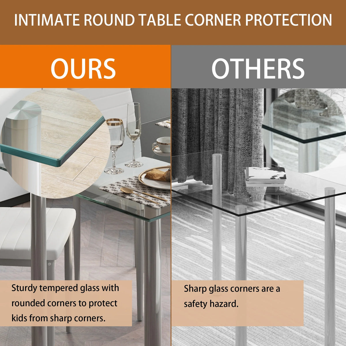 White Tempered Glass Dining Table Set for 4 with 4 PU Leather Chairs O2992