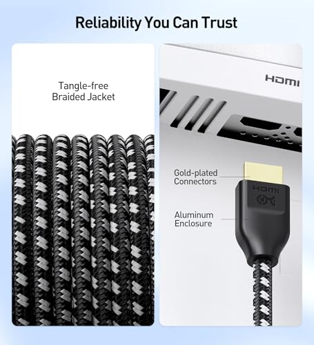 White Braided 8K HDMI Cable 13.1 ft H54887