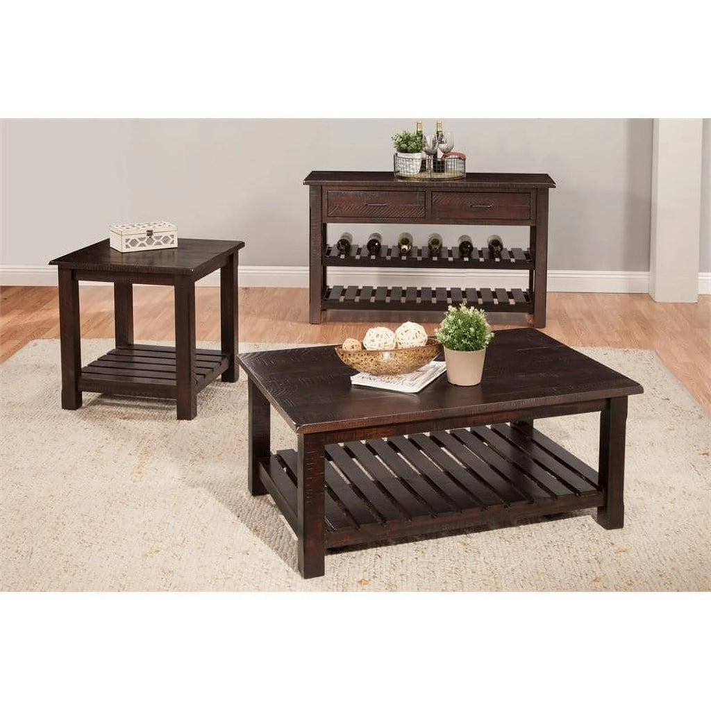 Espresso Coffee Table and Chairside Table Set J20928