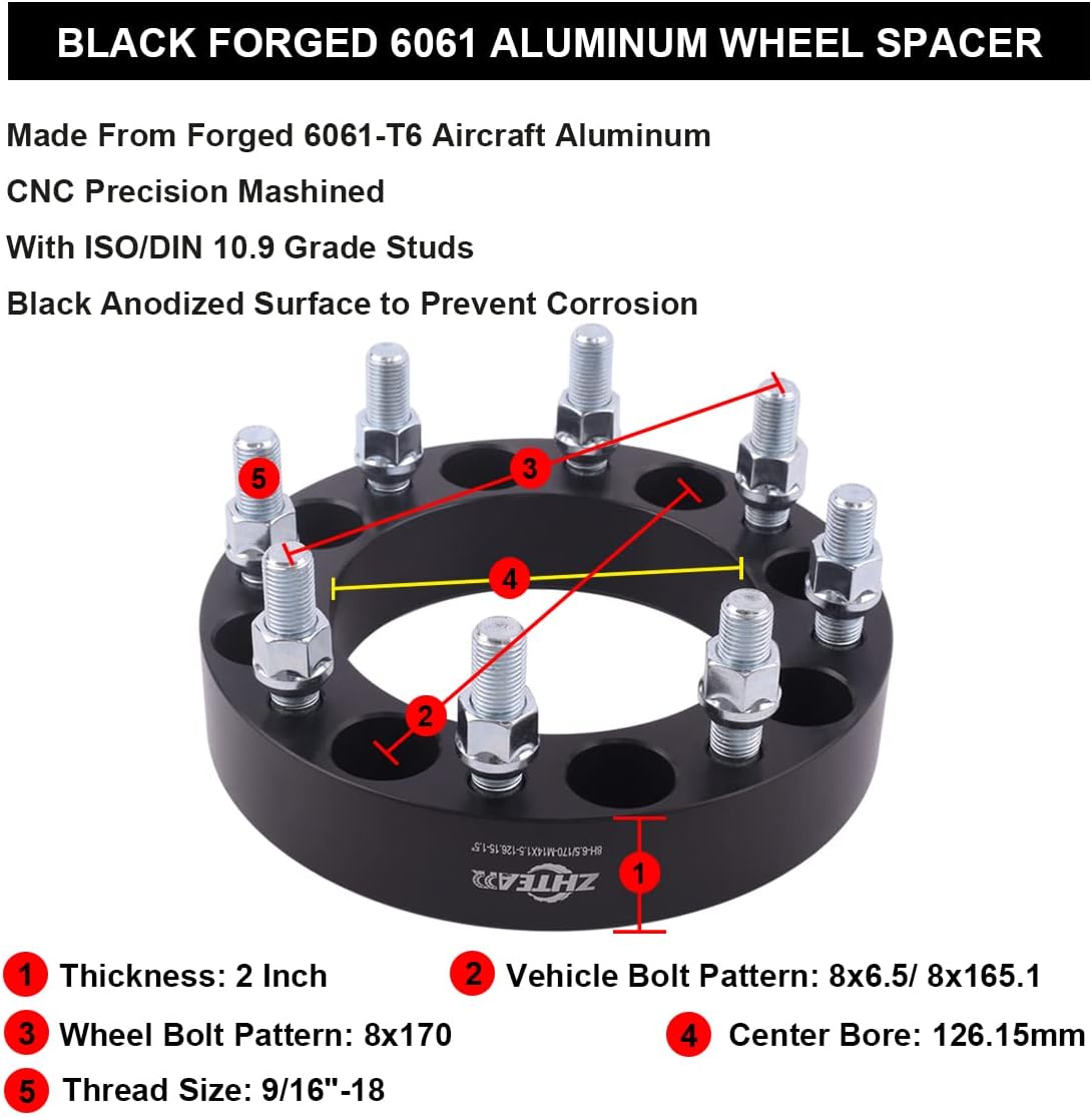 Forged Wheel Adapters 8x165.1 to 8x170 9/16" Studs Z979