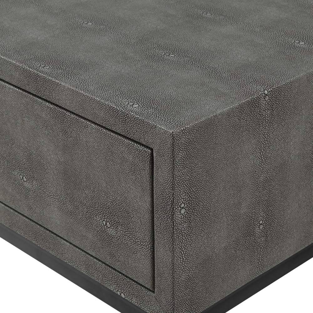 Grey 2-Drawer Faux Shagreen Entry Table P347