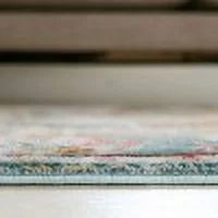 Light Blue/Cream Octagon Rug Q1510