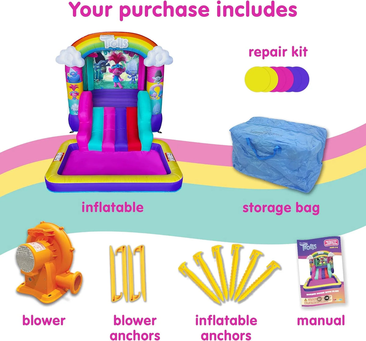 Inflatable Bounce House with Slide, Outdoor Waterslide with Pool, Heavy Duty Air Blower Z331925