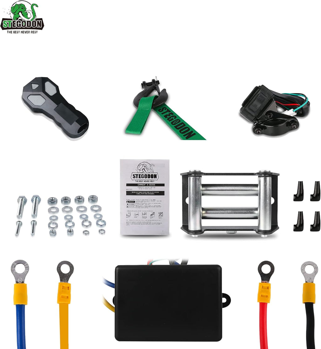 3500 lb. Load Capacity 12V Electric Winch with Wireless Remote, Waterproof IP67, Matte Black, Pack of 2 K228
