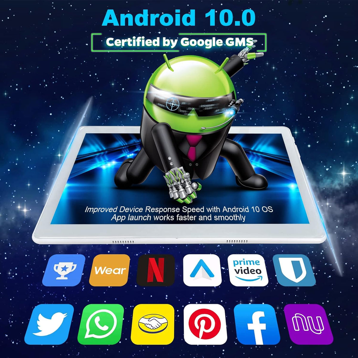 10.1 Inch Android Tablet with Dual SIM Card Slot 2GB+32GB Z61752