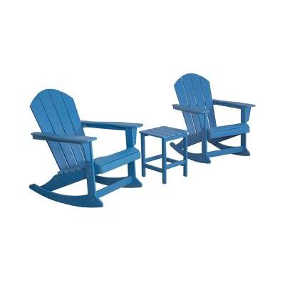 Pacific Blue Plastic Rocking Adirondack Chair with Table O98654