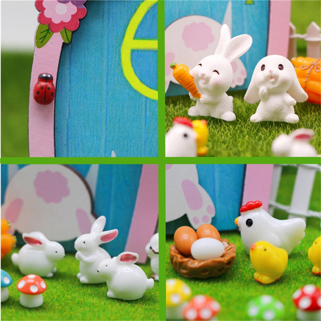 Dollhouse Miniature Easter Rabbit Garden Chick Door T92400