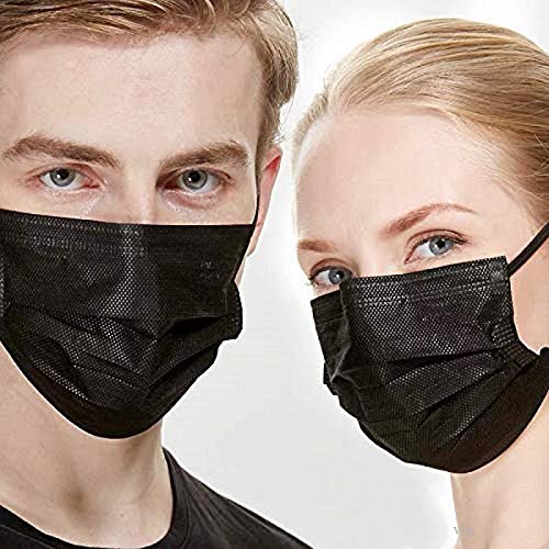 100PCS 3 Ply Black Disposable Face Mask O75467