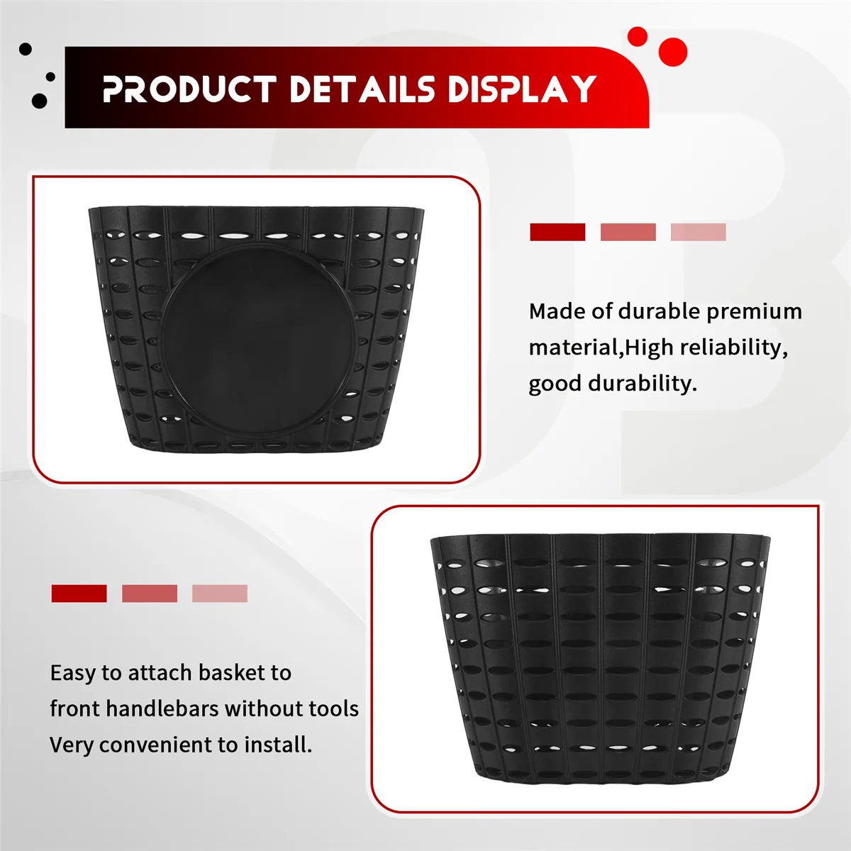 Black Plastic Kids Bike Basket Q544409