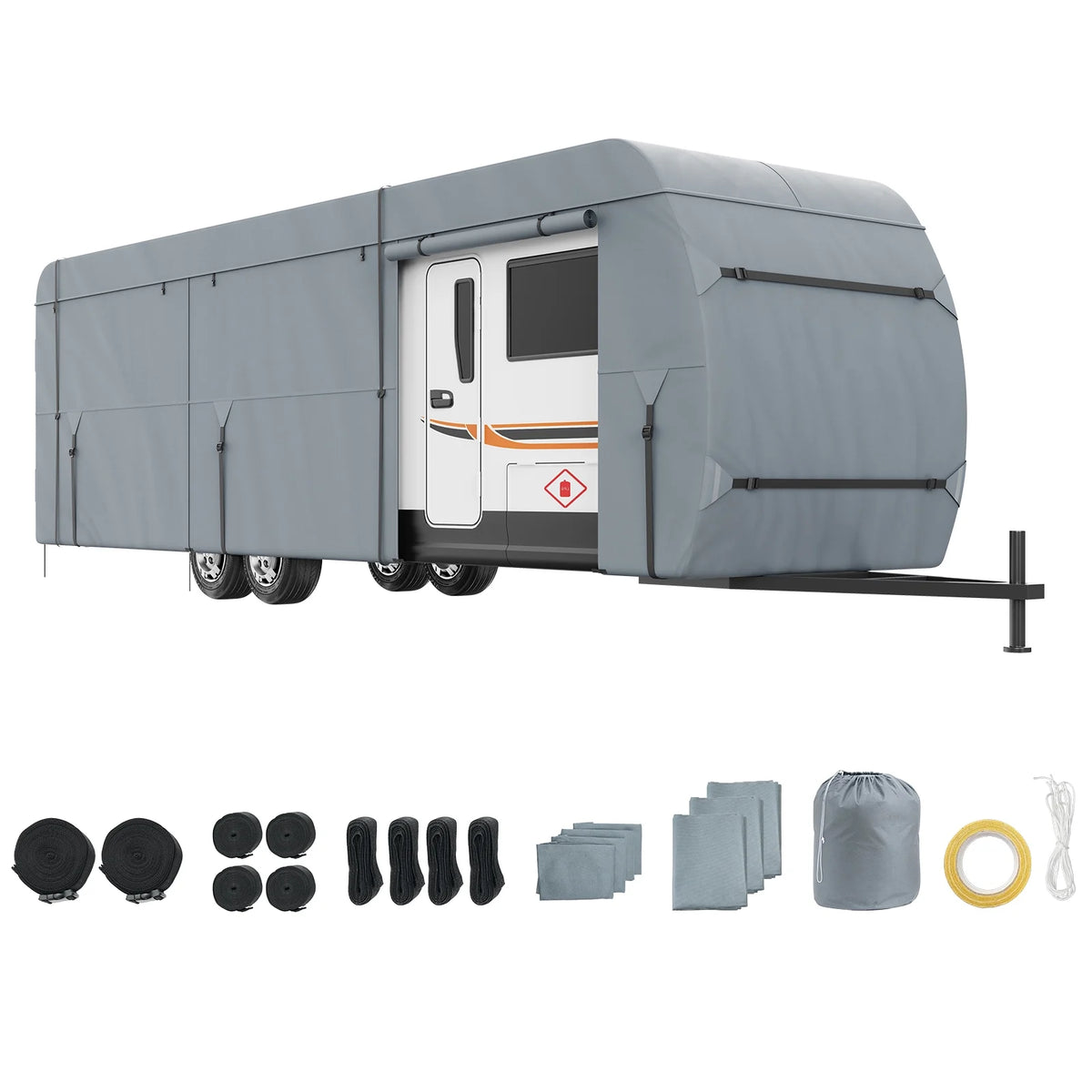 28-30' 4-Layer Non-Woven Fabric RV Cover with Storage Bag and Patches J7275