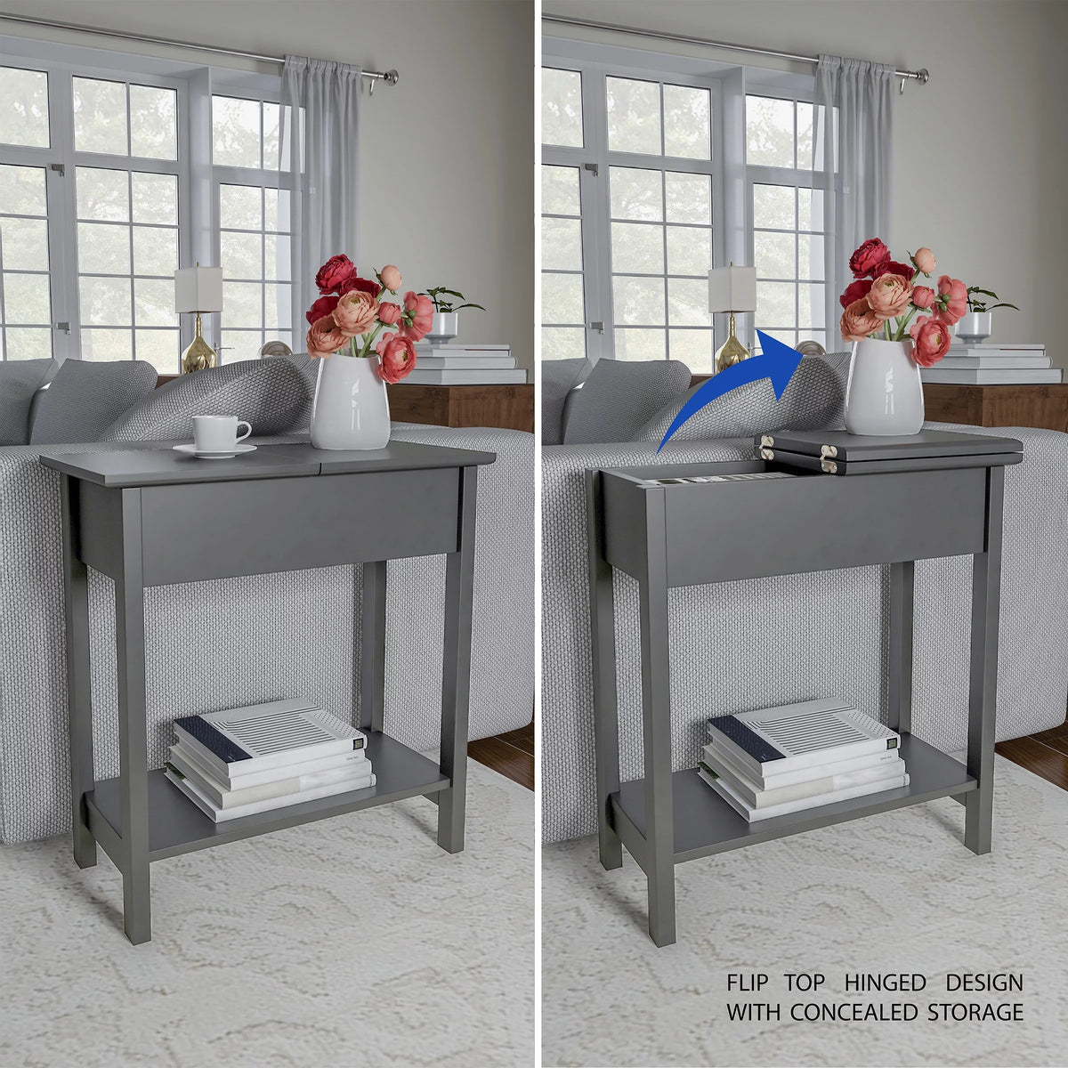 Gray Flip Top Side Console Table B4117