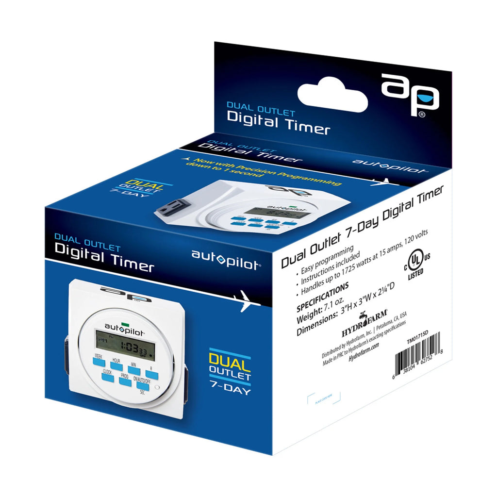 7 Day 8 Programs Dual Outlet Indoor Digital Programmable Timer V89509