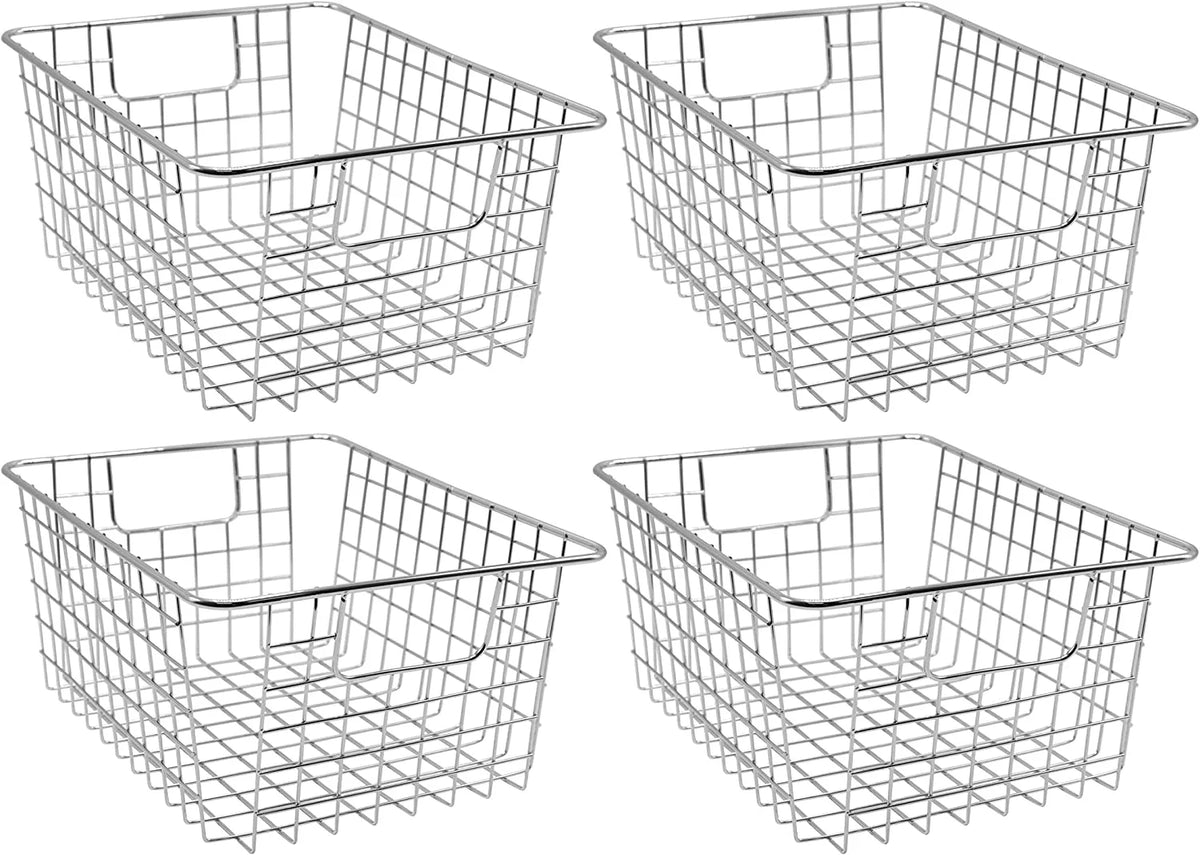 Metal Wire Storage Baskets 4-Pack Silver Q556992
