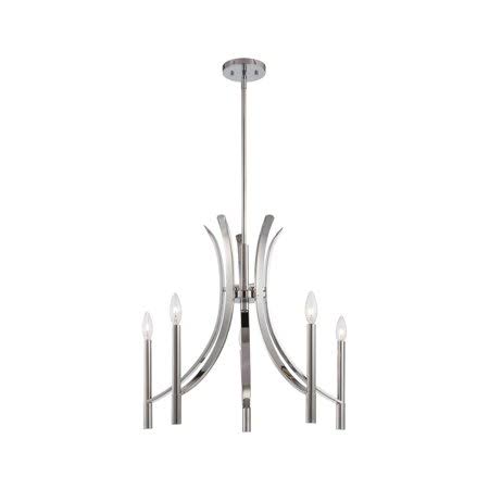 Chrome Tone Finish 24 inch Wide 5 Light Chandelier F331142