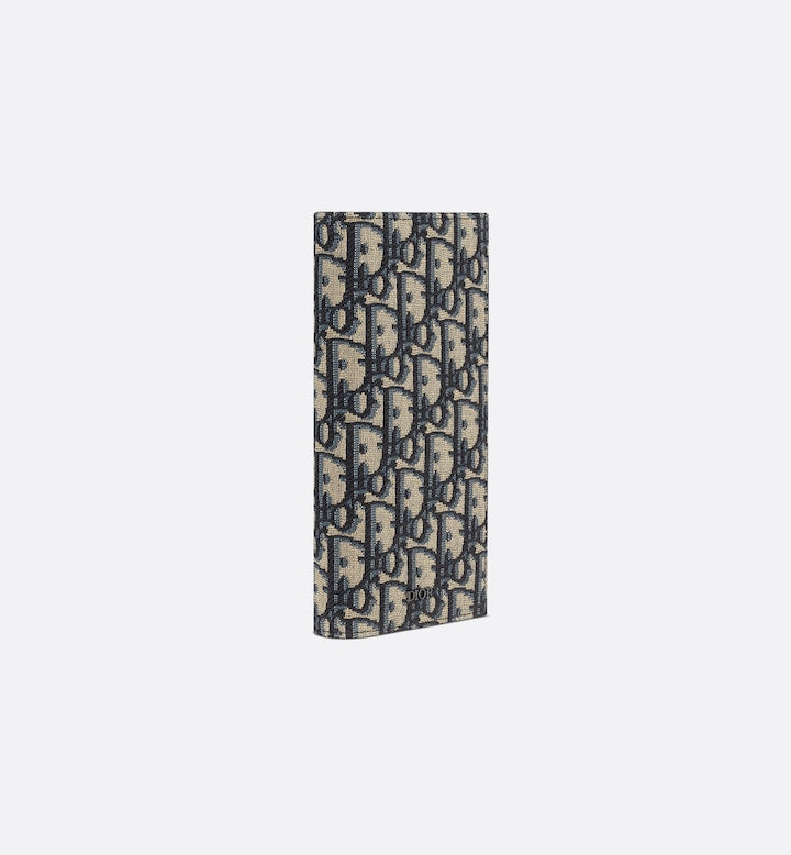 Beige and Black Oblique Jacquard Vertical Long Wallet U9814