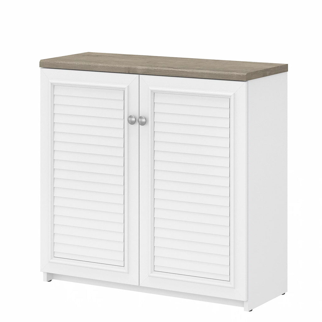 White & Gray Storage Cabinet with Doors T91962