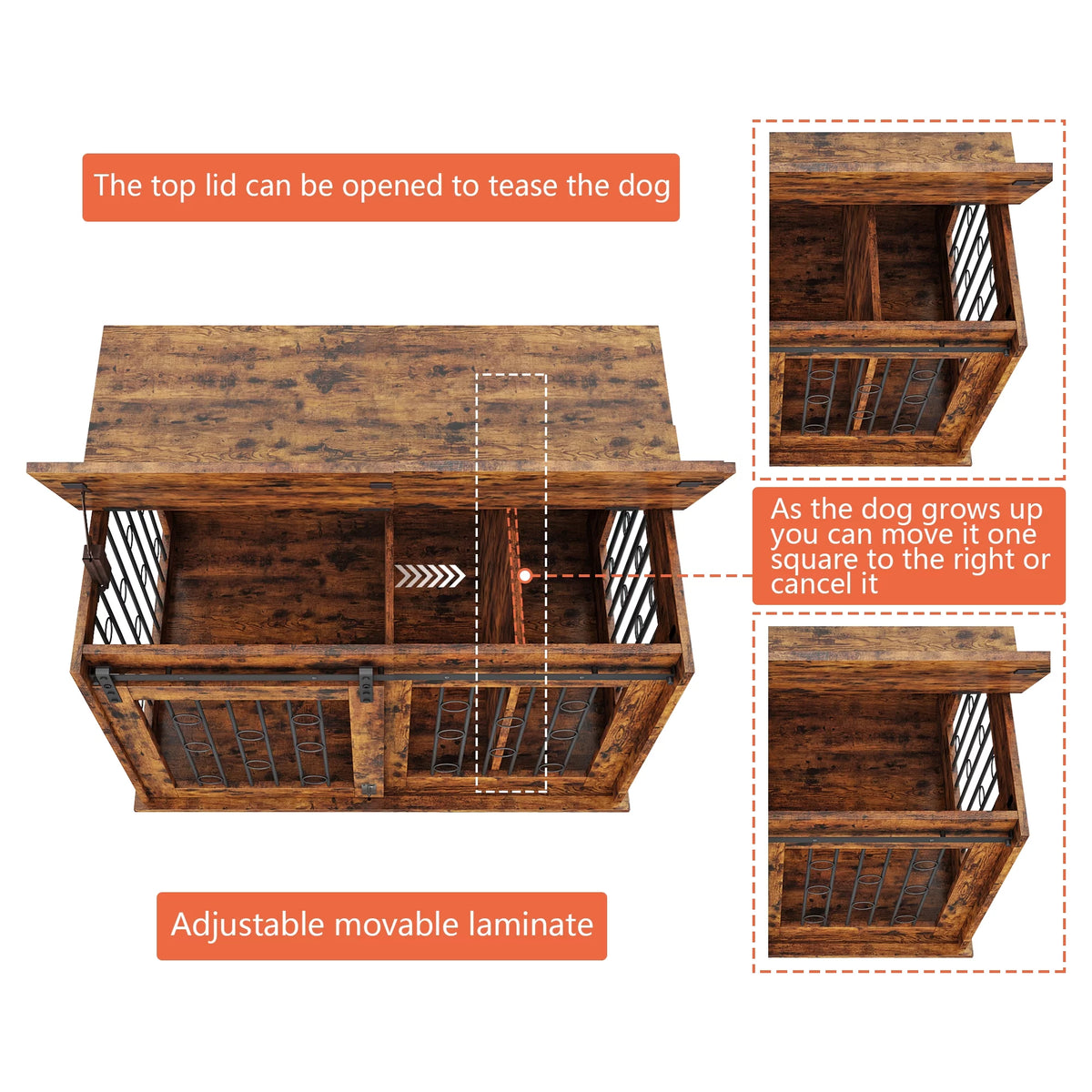 39" Dog Crate with Partition and Sliding Door N784507