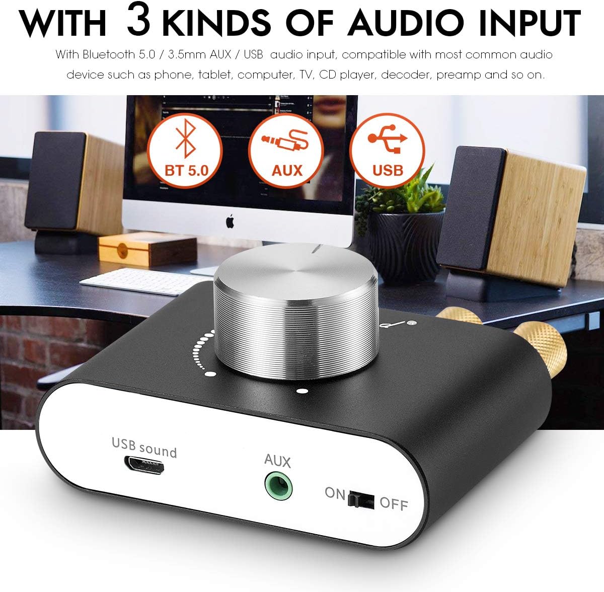Black Bluetooth 5.0 Power Amplifier, 50W×2, Pack of 2 U67253
