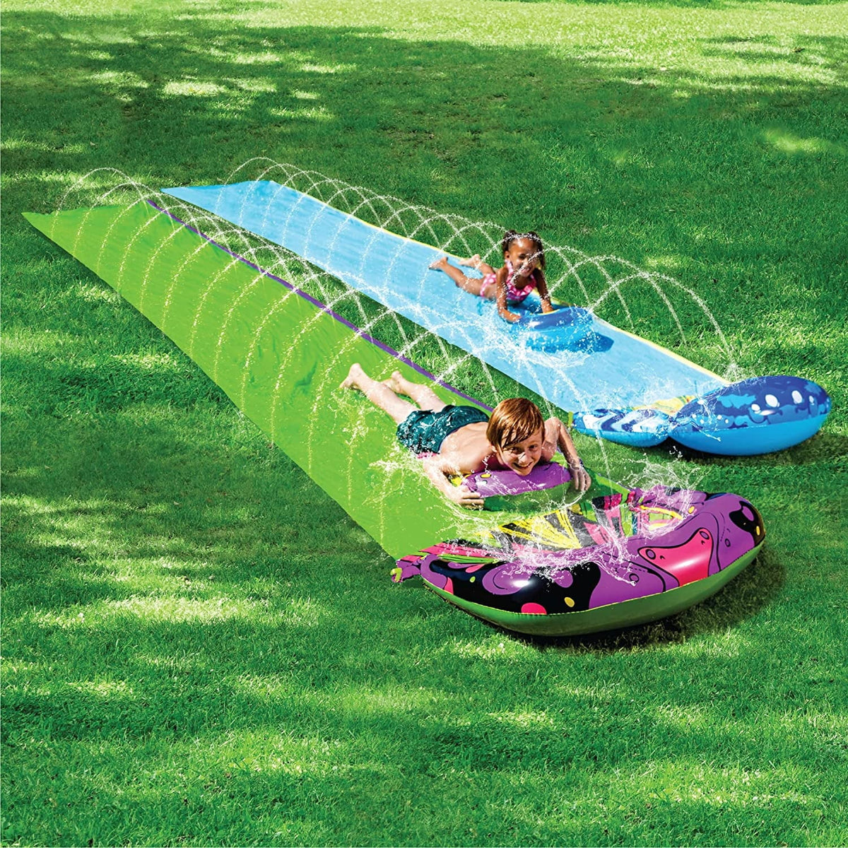 2 Pack 20ft x 35.5in Water Slide with Bodyboards W57579