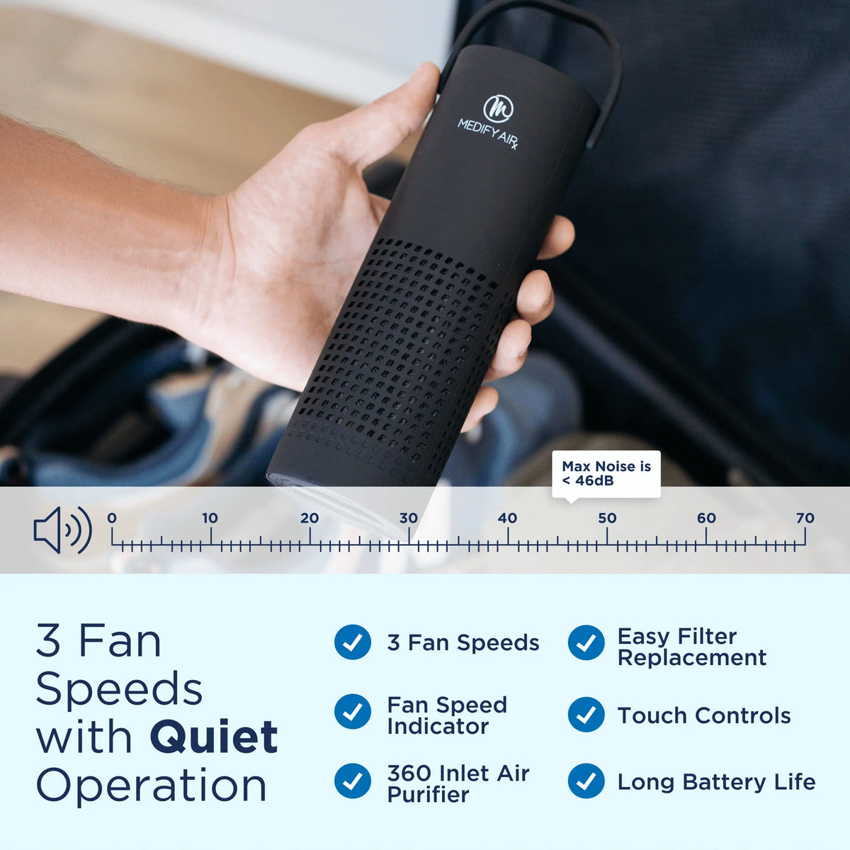 Portable Air Purifier with True HEPA H13 Filter, Black U135