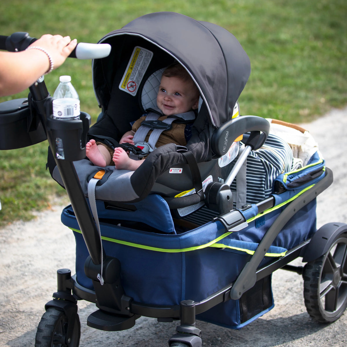 2-Seater Wagon Stroller with Rugged Wheels and Removable Canopy G221