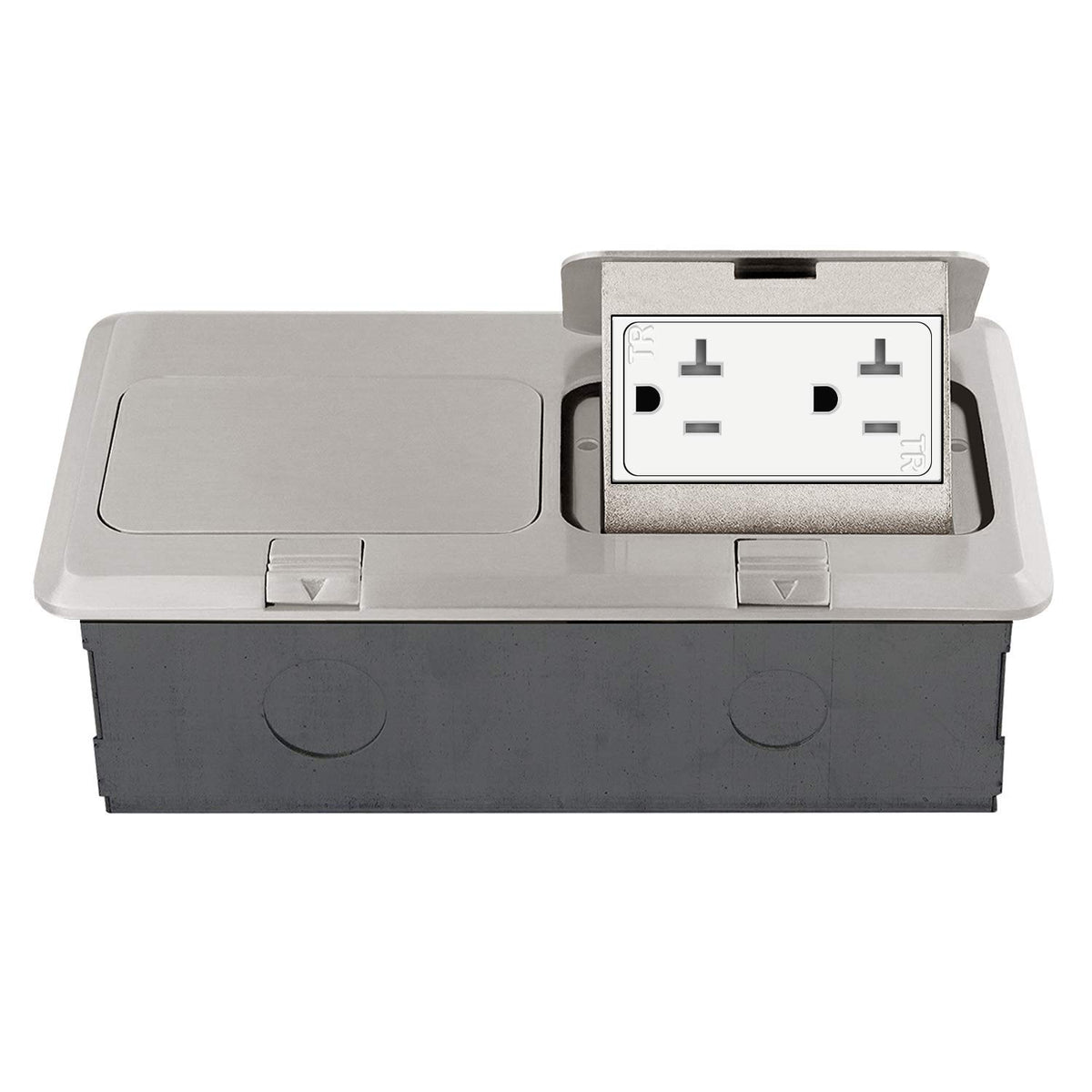Dual Pop-Up Floor Box Kit with Tamper-Weather Resistant Receptacle Outlets and RJ45 Data Ports K3932