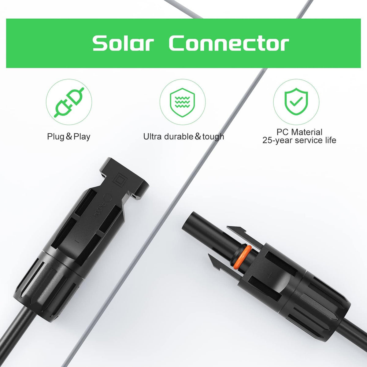 Solar Connectors 30A Y-Branch Cable Parallel Adaptor Pair for Solar Panel, Pack of 2 Z809259