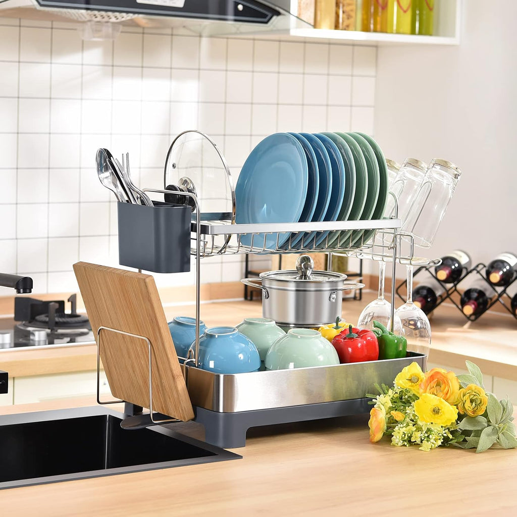 2-Tier Dish Drying Rack with Drainboard P5156