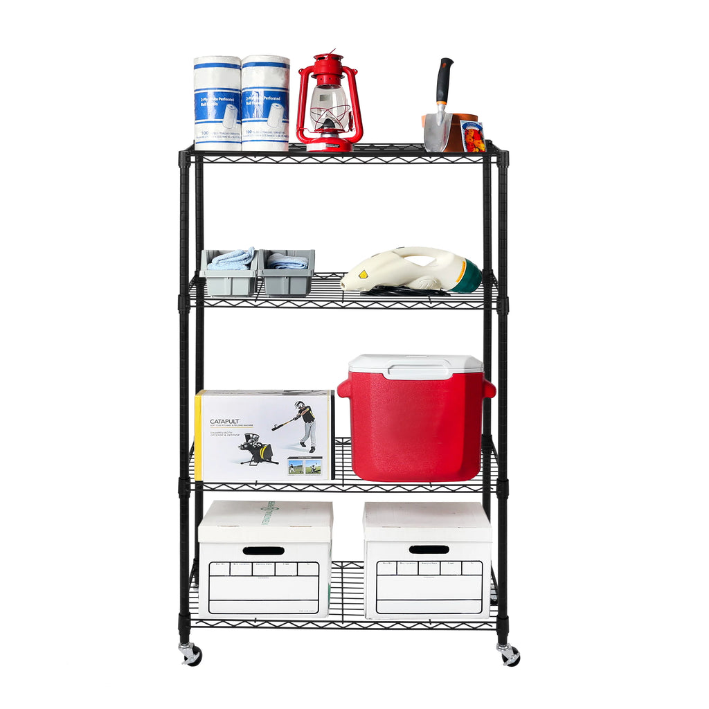 Black 4-Tier Steel Wire Shelving Unit Q41684