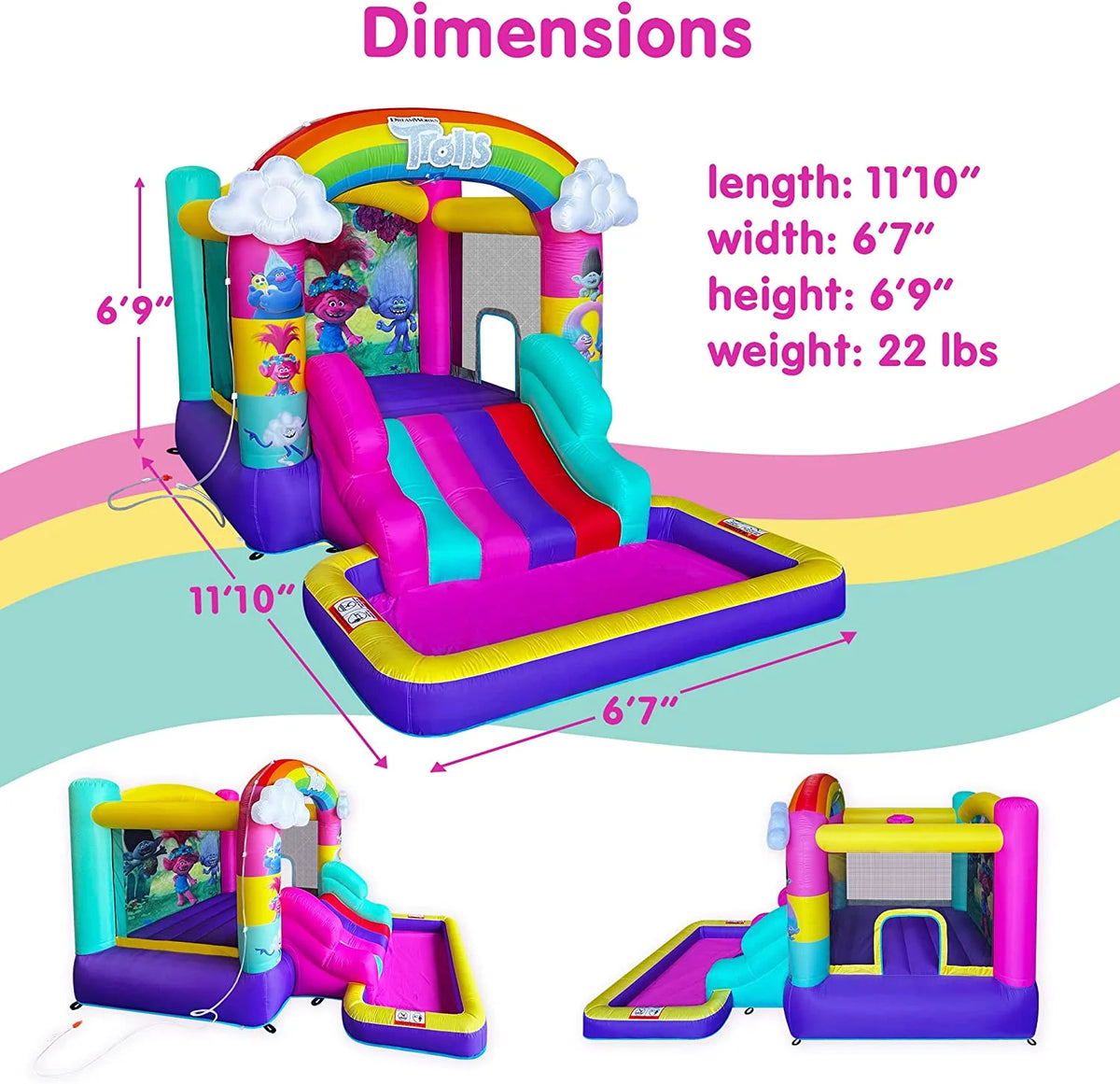 Inflatable Bounce House with Slide, Outdoor Waterslide with Pool, Heavy Duty Air Blower Z331925
