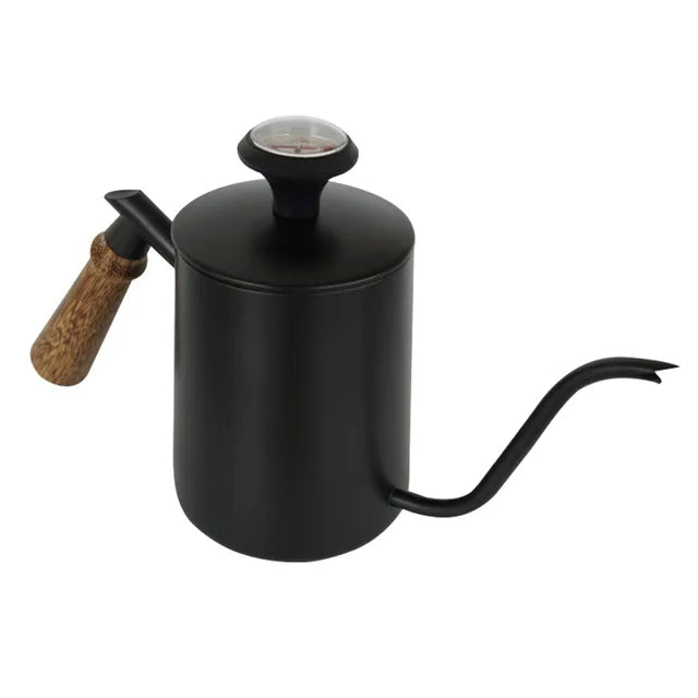 White Steel GooseNeck Coffee Kettle 600ML with Thermometer Z8865