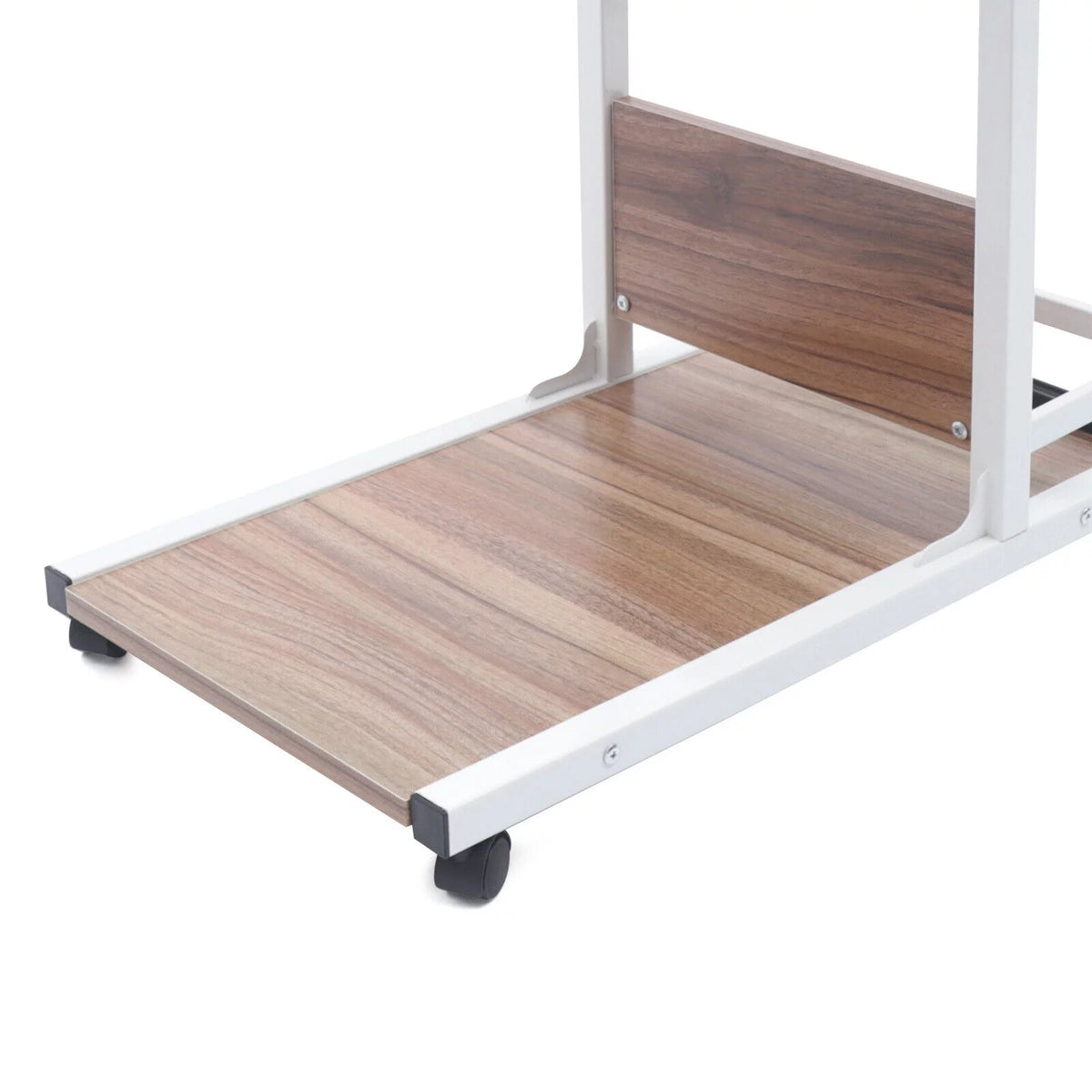 C Shaped Mobile Sofa Side Table with Wheels and Storage Shelves Y2056