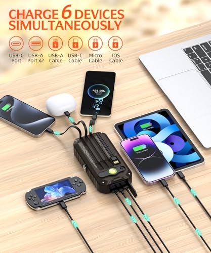 40000mAh Solar Power Bank with 4 Cables and Hand Crank C498795
