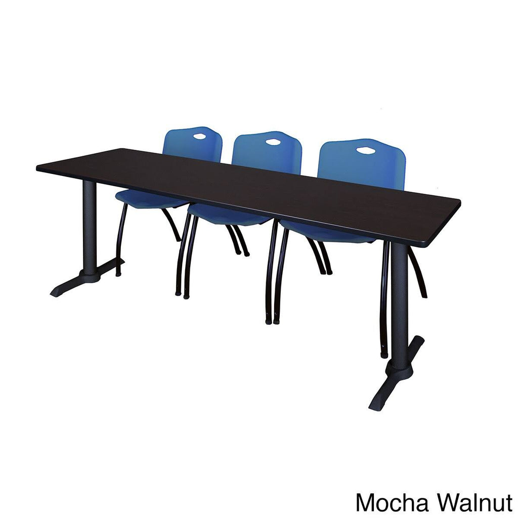 84x22 x 24x22 Training Table Maple Stack Chairs Blue Y3172