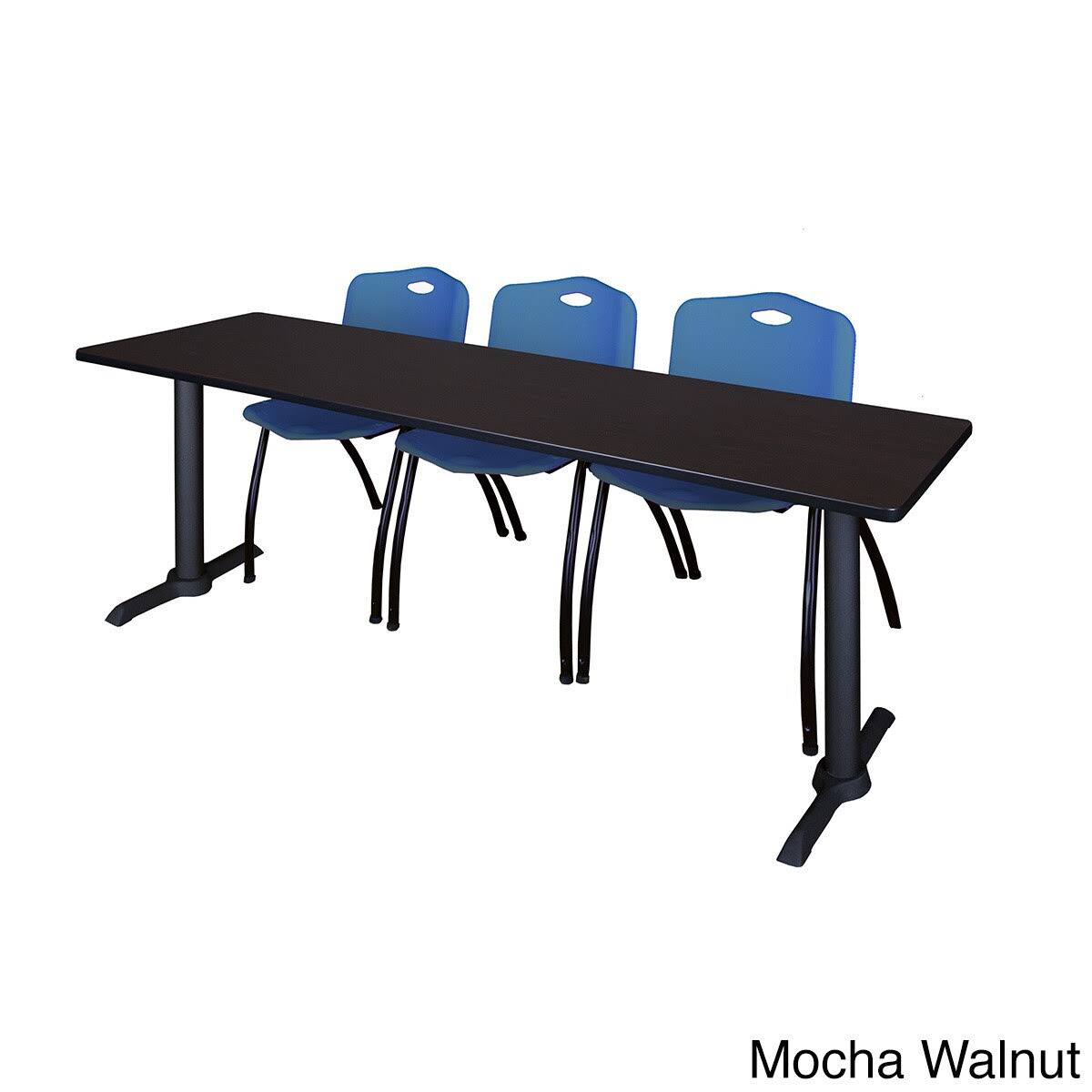 84x22 x 24x22 Training Table Maple Stack Chairs Blue Y3172