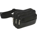 Leather Four Compartment Waist Bag Black C5216