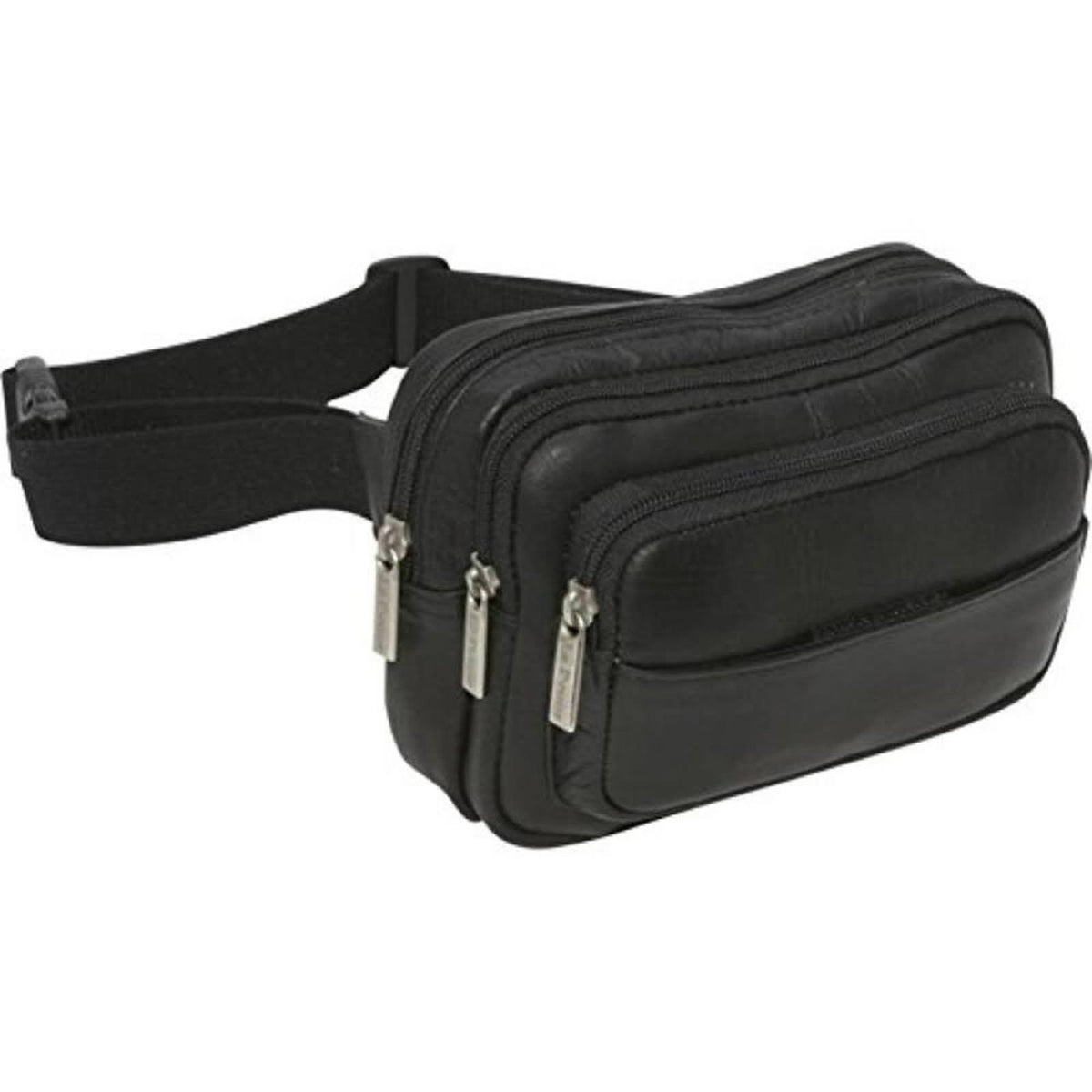 Leather Four Compartment Waist Bag Black C5216