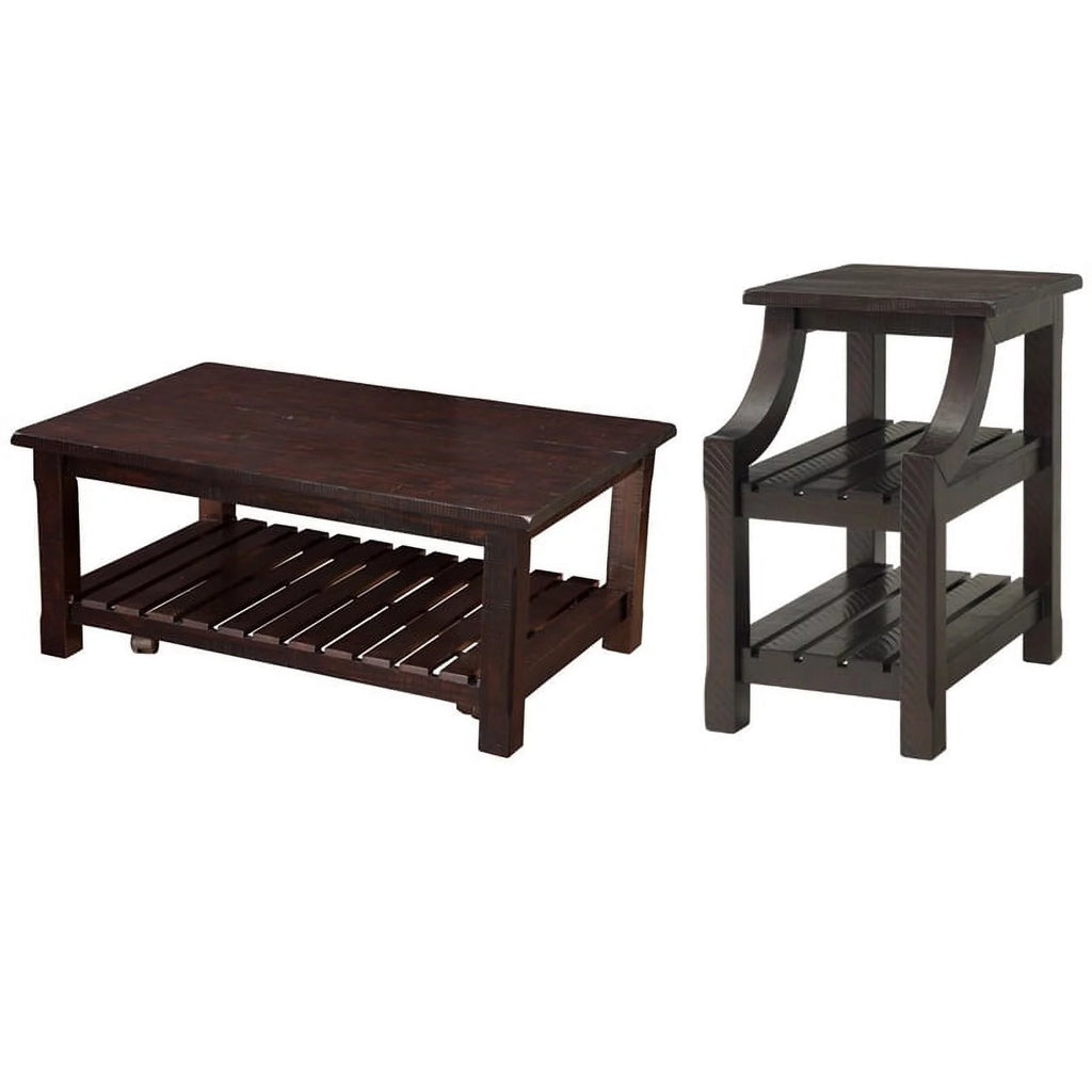 Espresso Coffee Table and Chairside Table Set J20928