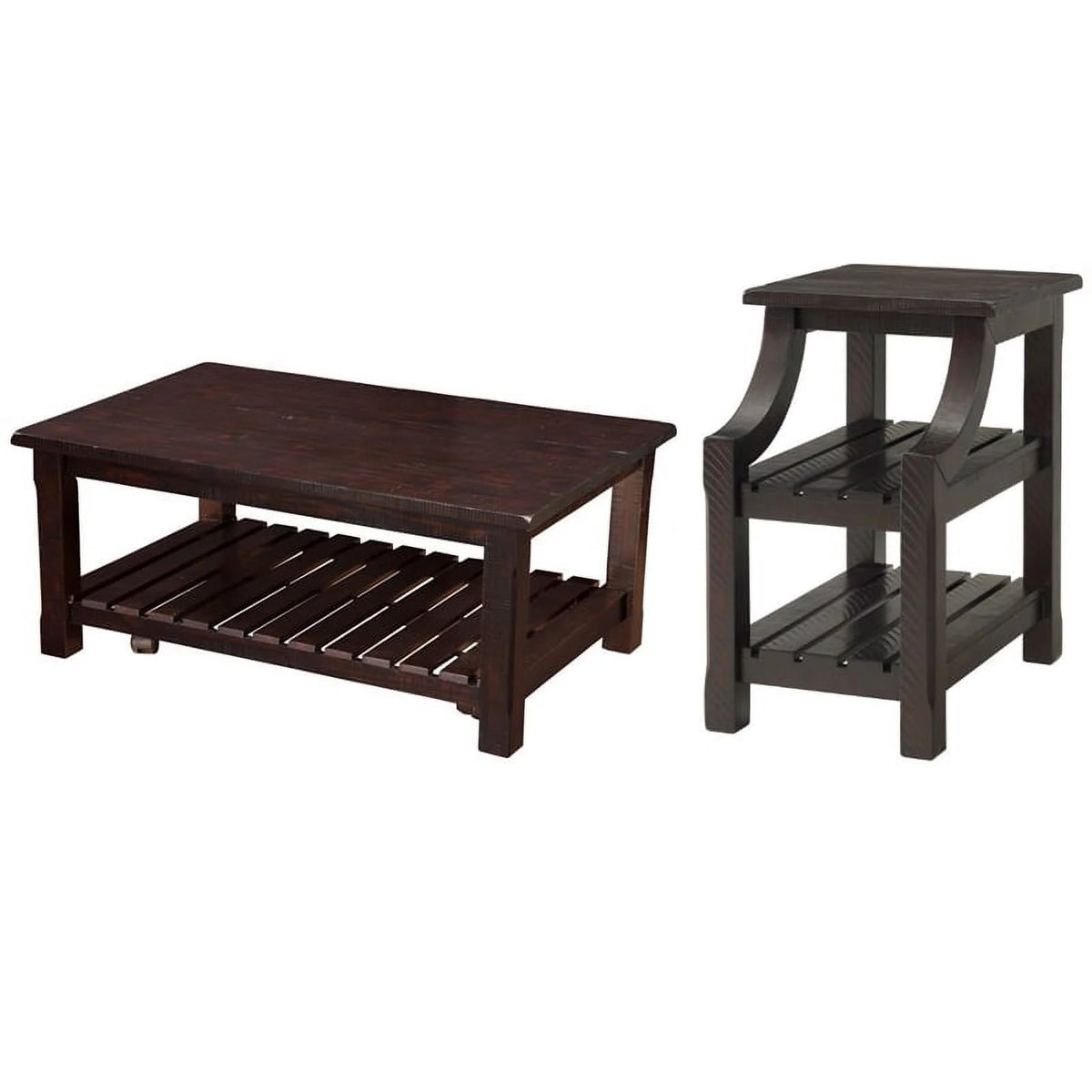 Espresso Coffee Table and Chairside Table Set J20928