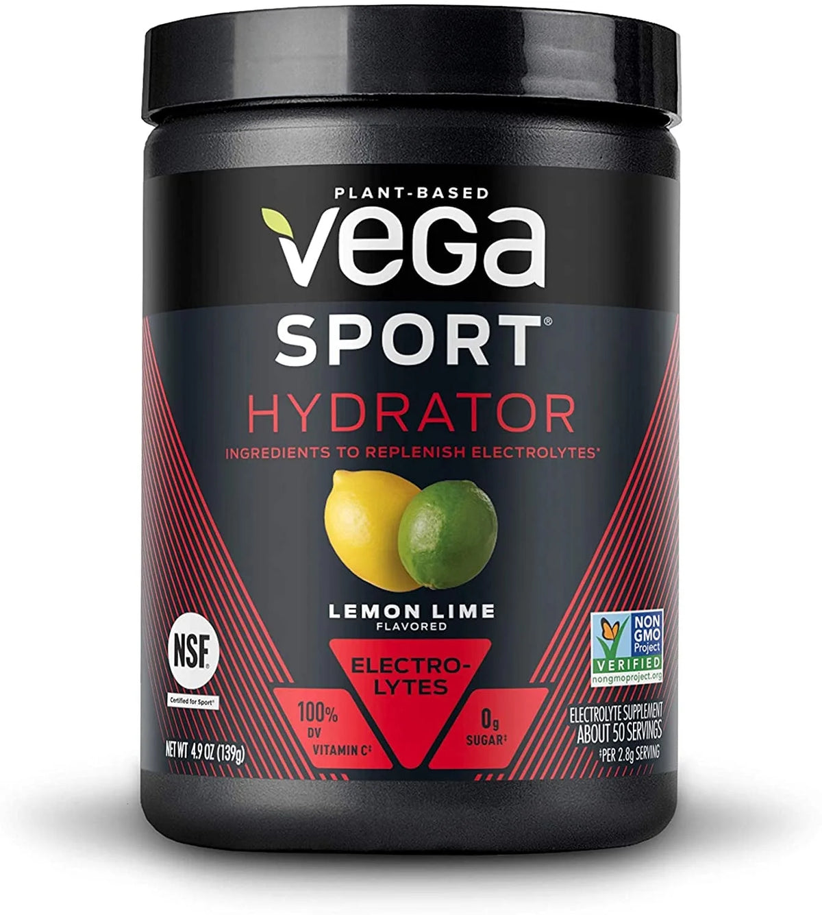 Plant-Based Electrolyte Hydration Powder, Lemon Lime, 4.9oz B3369