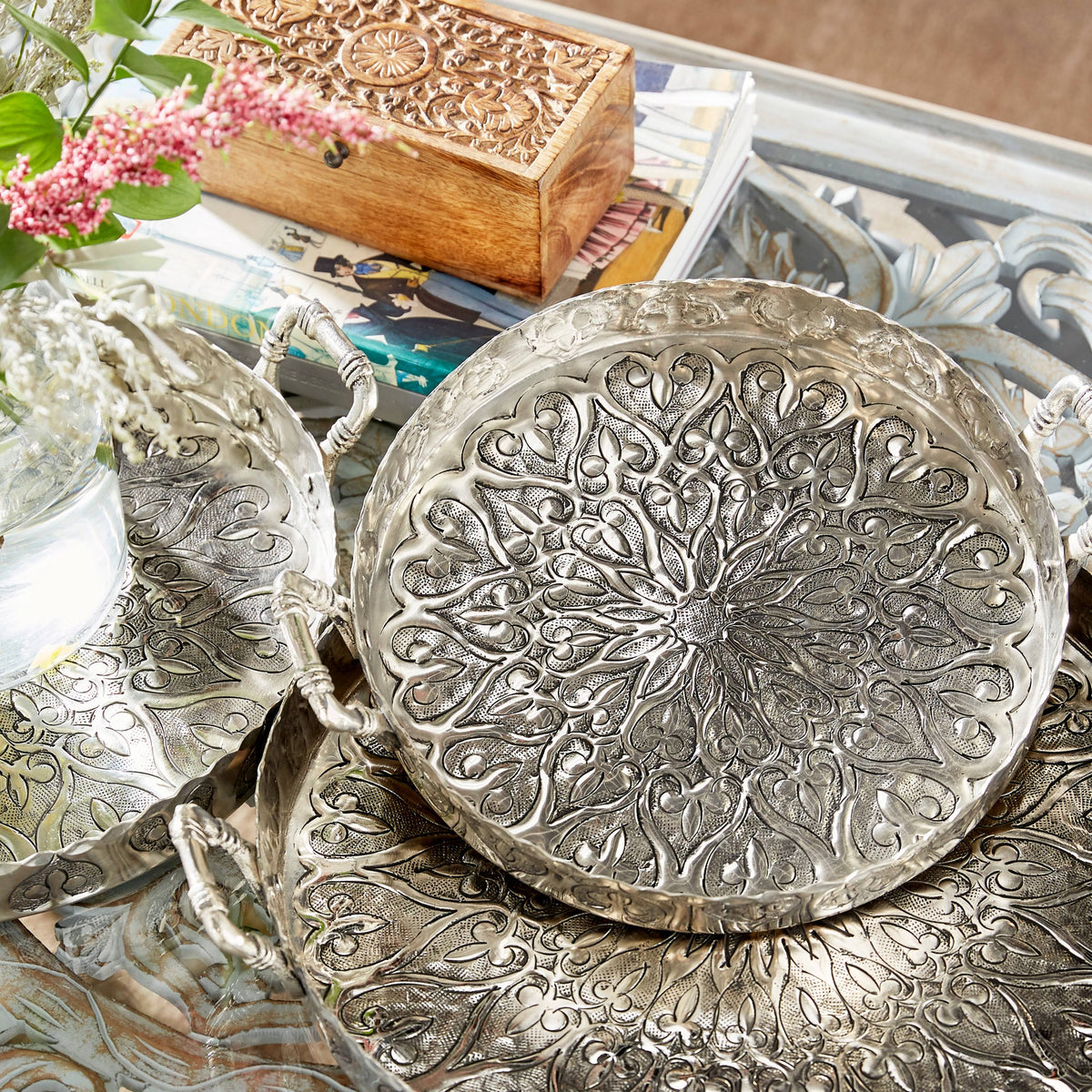 Silver Aluminum Tray (Set of 3) L6204
