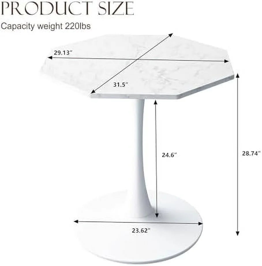 31.50" Modern Octagonal Dining Table with MDF Table Top Metal Base O75185